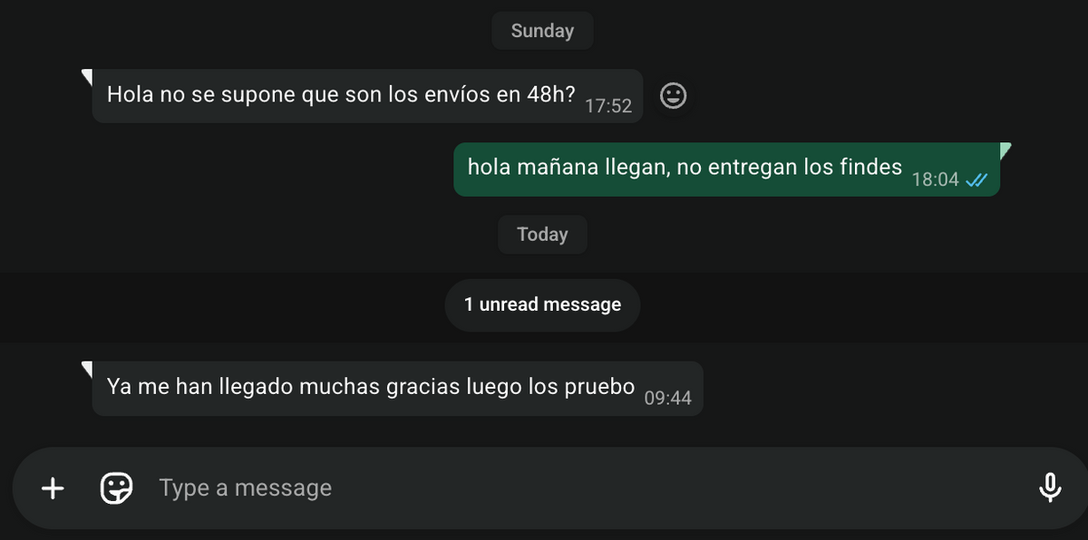 Message from a satisfied customer